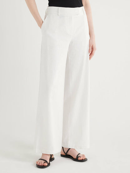 Scoop Womens Linen Blend Tailored Wide Leg Pants Bright White Size 2