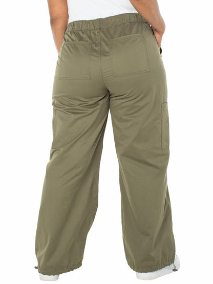 Celebrity Pink Womens and Womens Plus Wide Leg Parachute Pants Dusty Olive Sz L