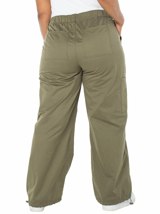 Celebrity Pink Womens and Womens Plus Wide Leg Parachute Pants Dusty Olive Sz L