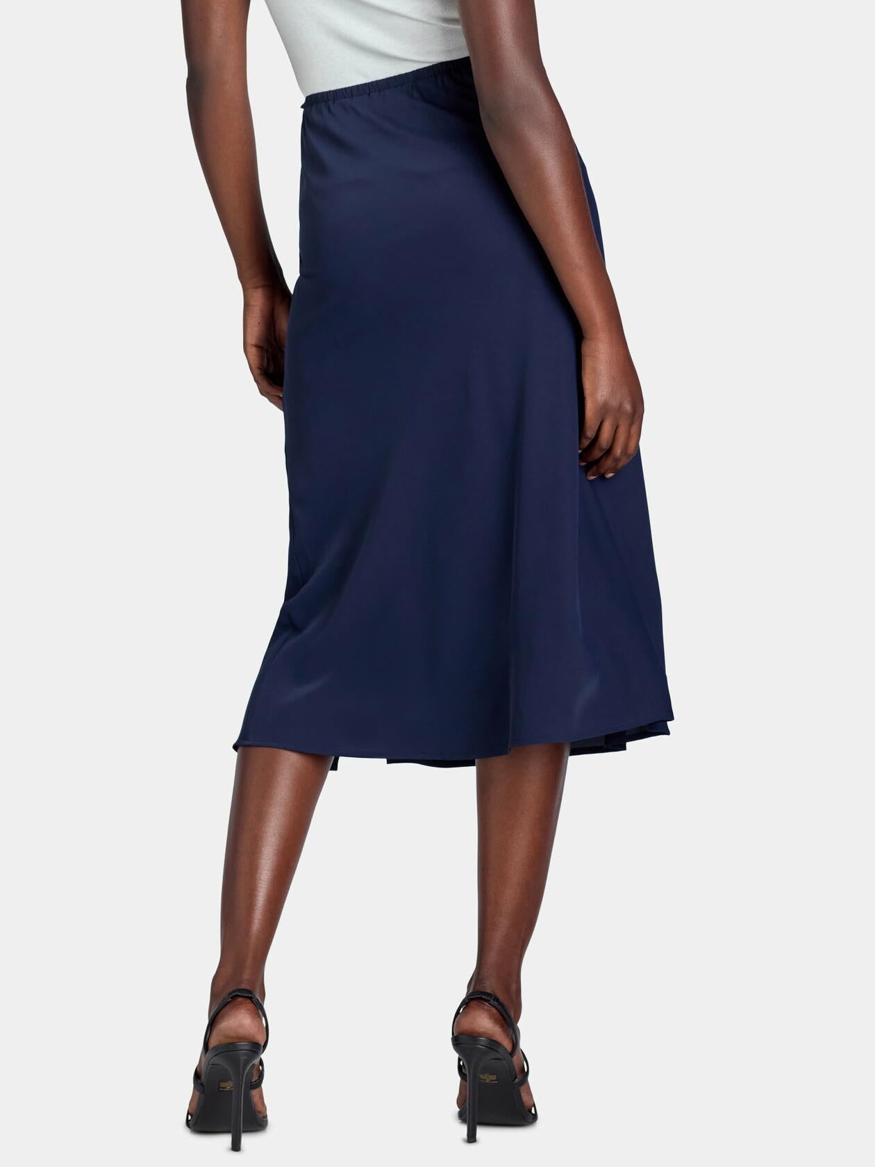 Time and Tru Womens Midi Slip Skirt Dark Navy Size L (12-14)