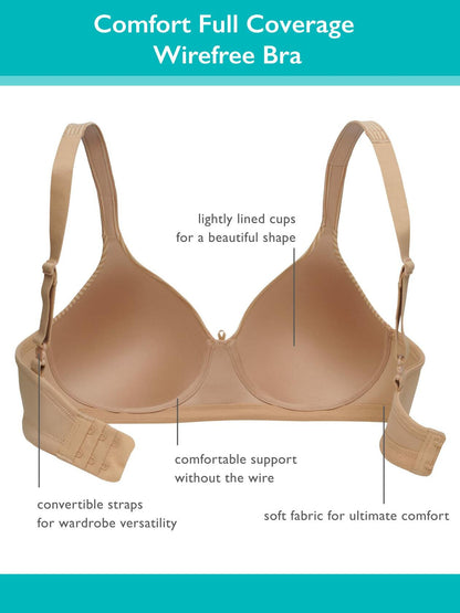 Vanity Fair Womens Comfort Wirefree Bra Honey Beige Size 40B