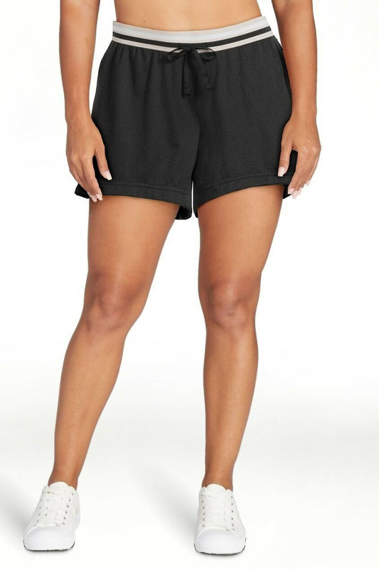 Athletic Works Womens Mesh Shorts Pull-On Drawcord 4" Inseam Black Soot Size M